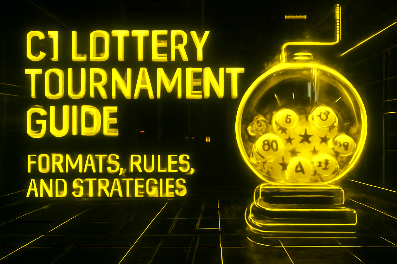 Informational scene depicting access to the C1 Lottery platform with focused elements on technology.