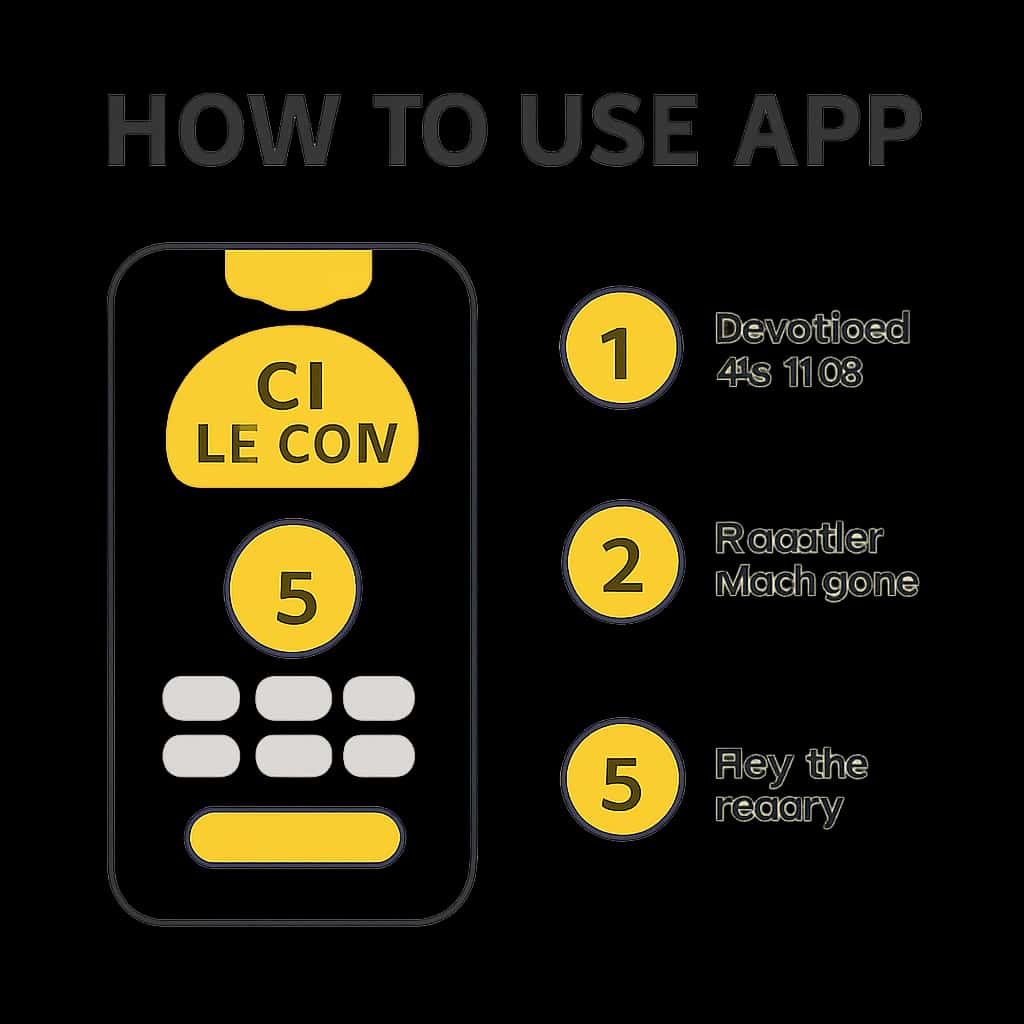 Illustration of the C1 Lottery app features.