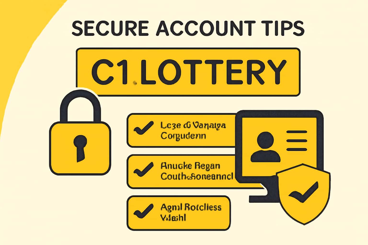 Informational graphic about securing your C1 Lottery account, featuring technology elements.