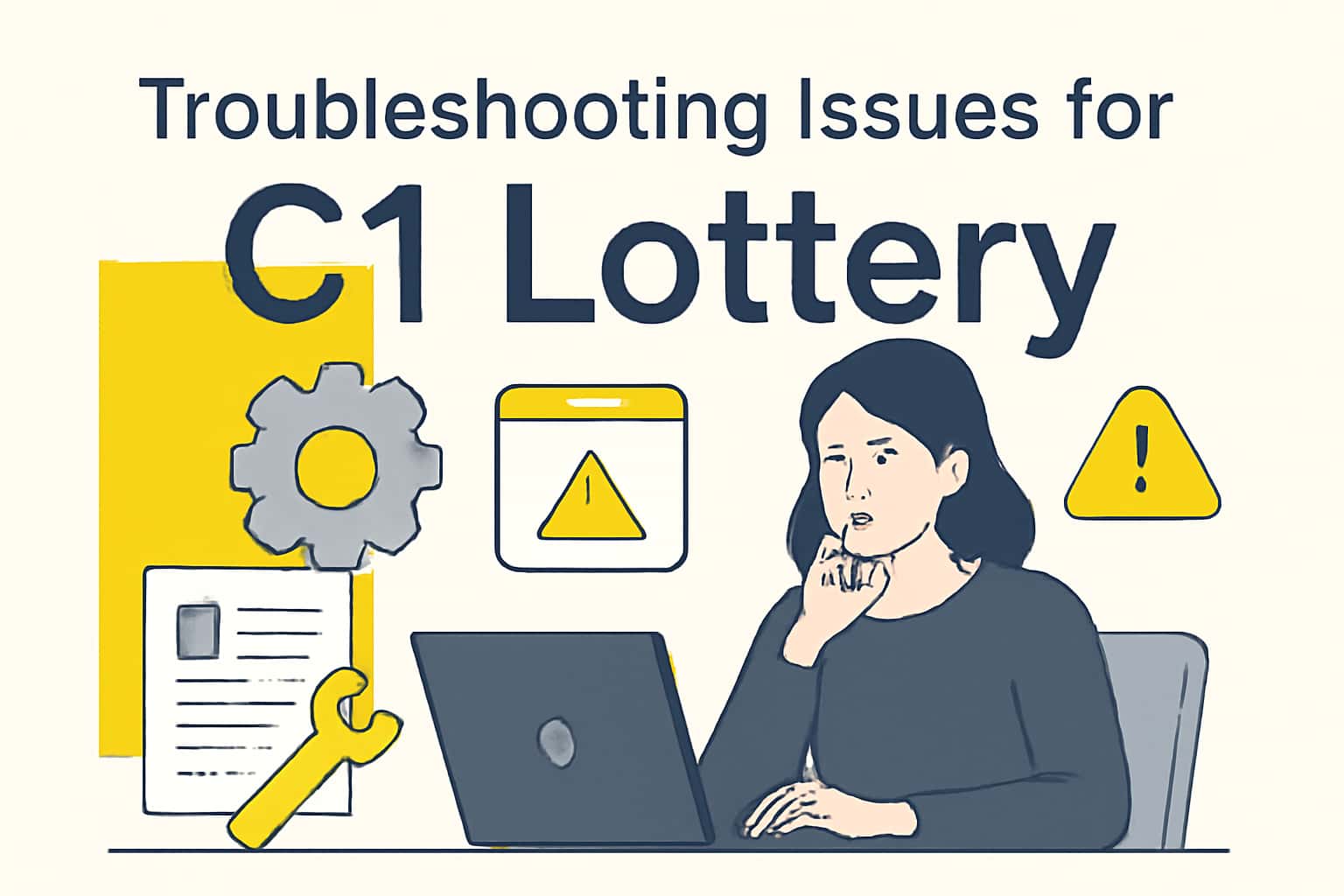 An informational scene illustrating troubleshooting for C1 Lottery.