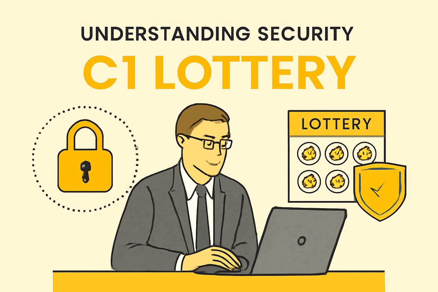 Visual representation of C1 Lottery Security with a futuristic design.