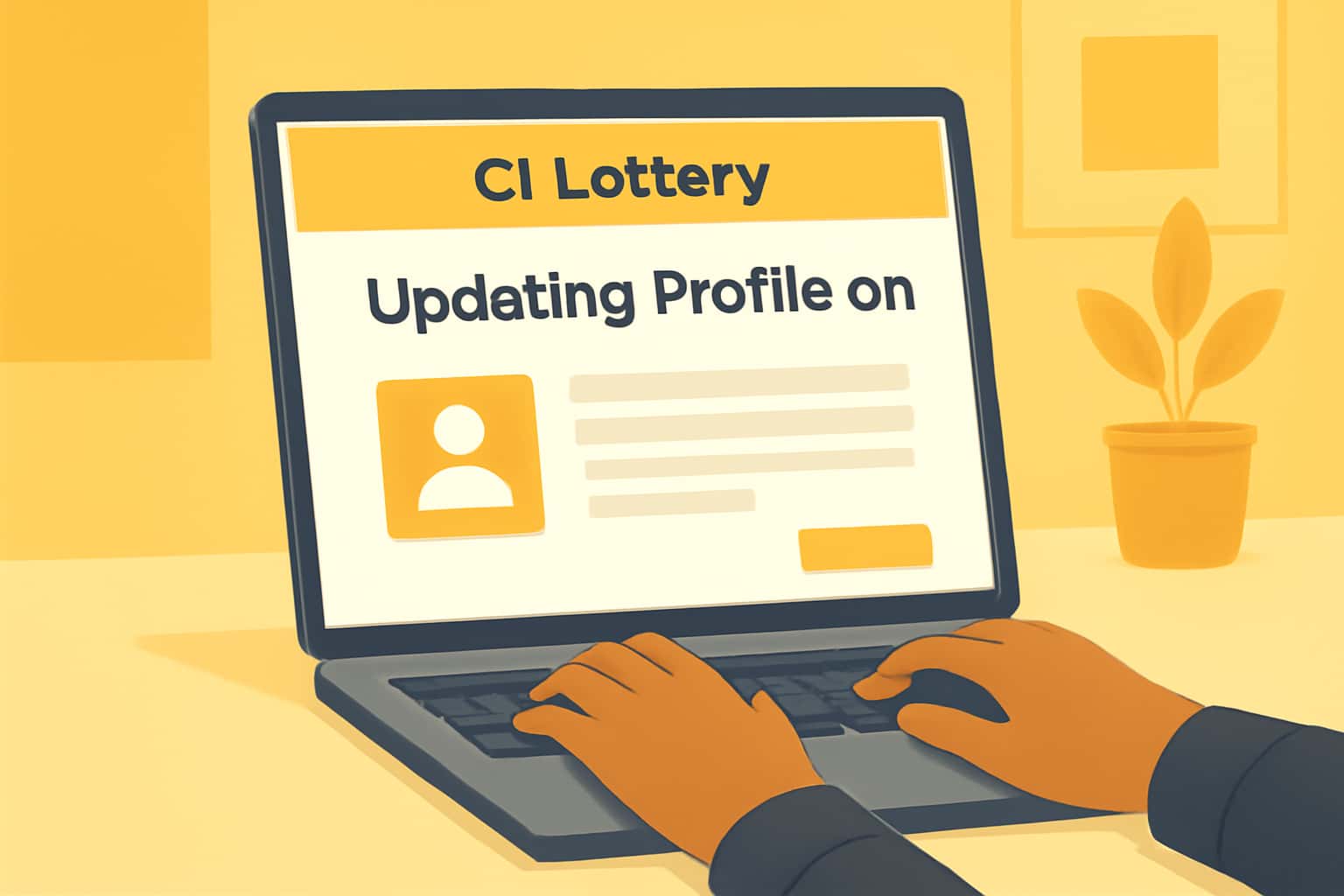 Informational scene illustrating the process of updating a profile on C1 Lottery